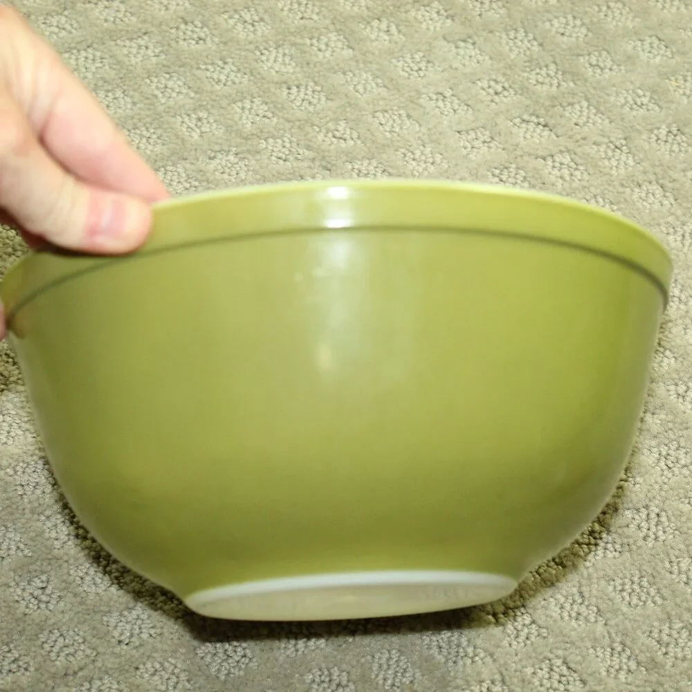 Pyrex Set 2 Vintage Verde Green Avocado Yellow Nesting Mixing Bowls  403 404